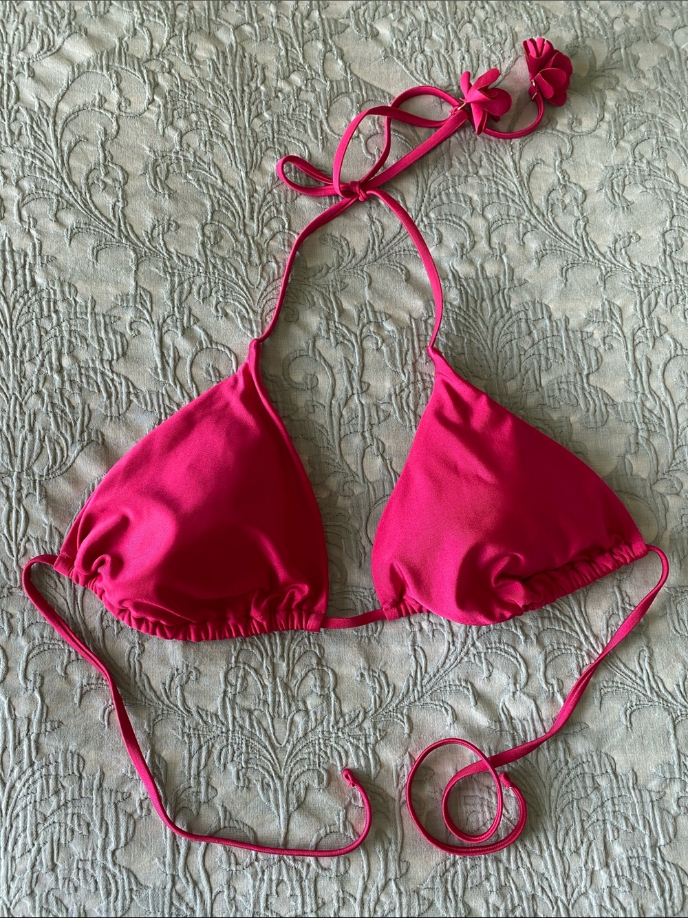 Shade & Shore Hot Pink Bikini Top with Flower Detail